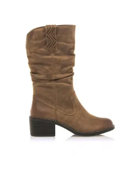 Botas Caña Arrugada Cuero MUSTANG