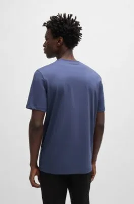 Camiseta de punto de algodón con logo estampado de goma