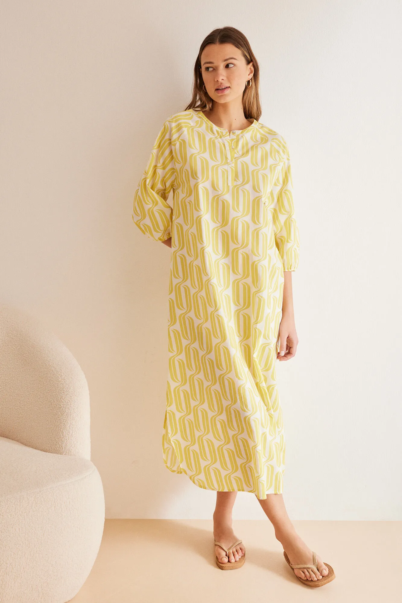 Camisola midi estampado geométrico