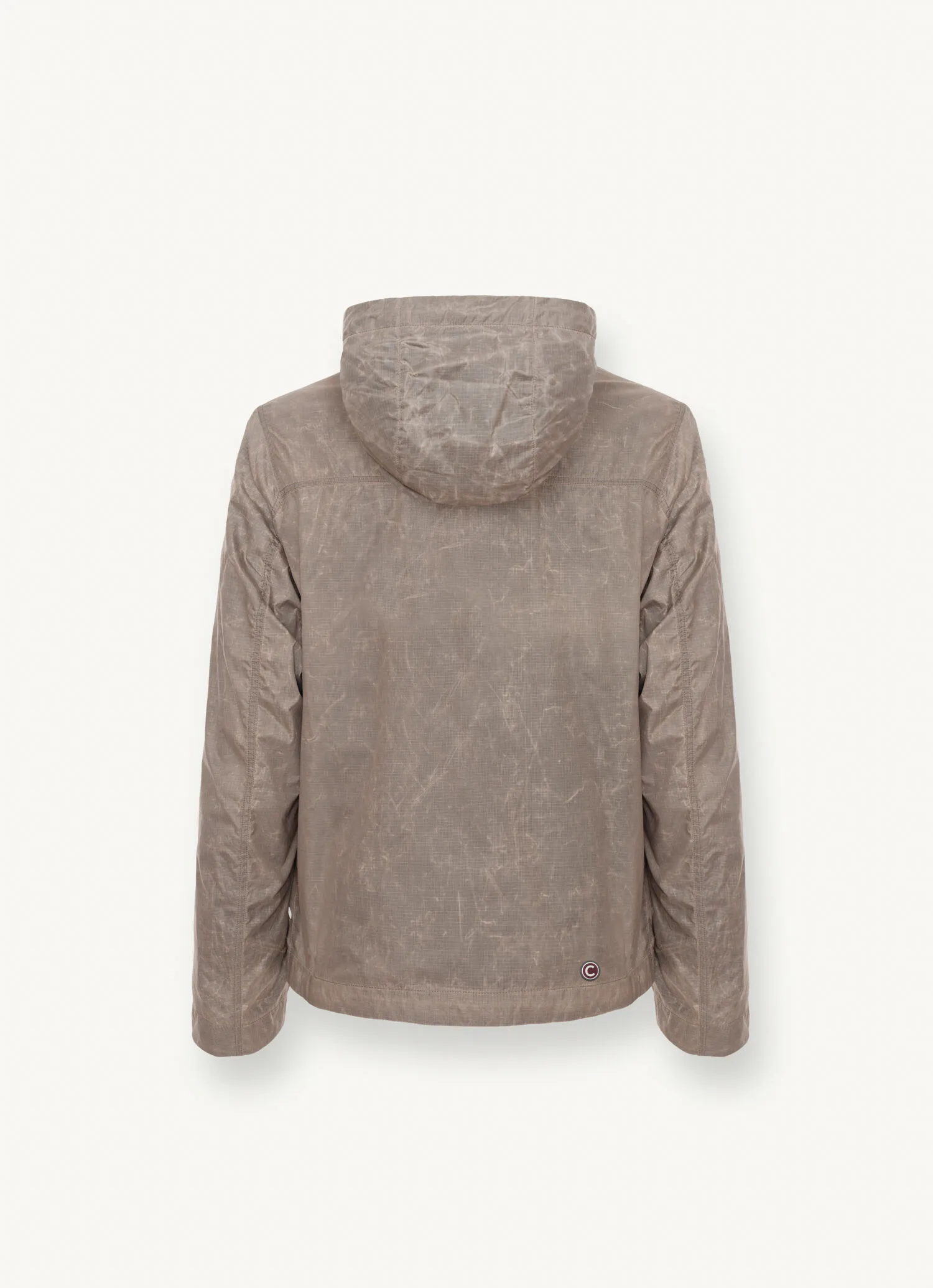 Chaqueta con capucha de tejido encerado