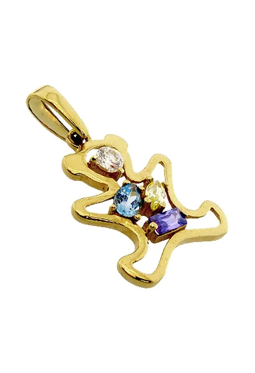 Colgante oro amarillo oso con piedras color 170_CO000777