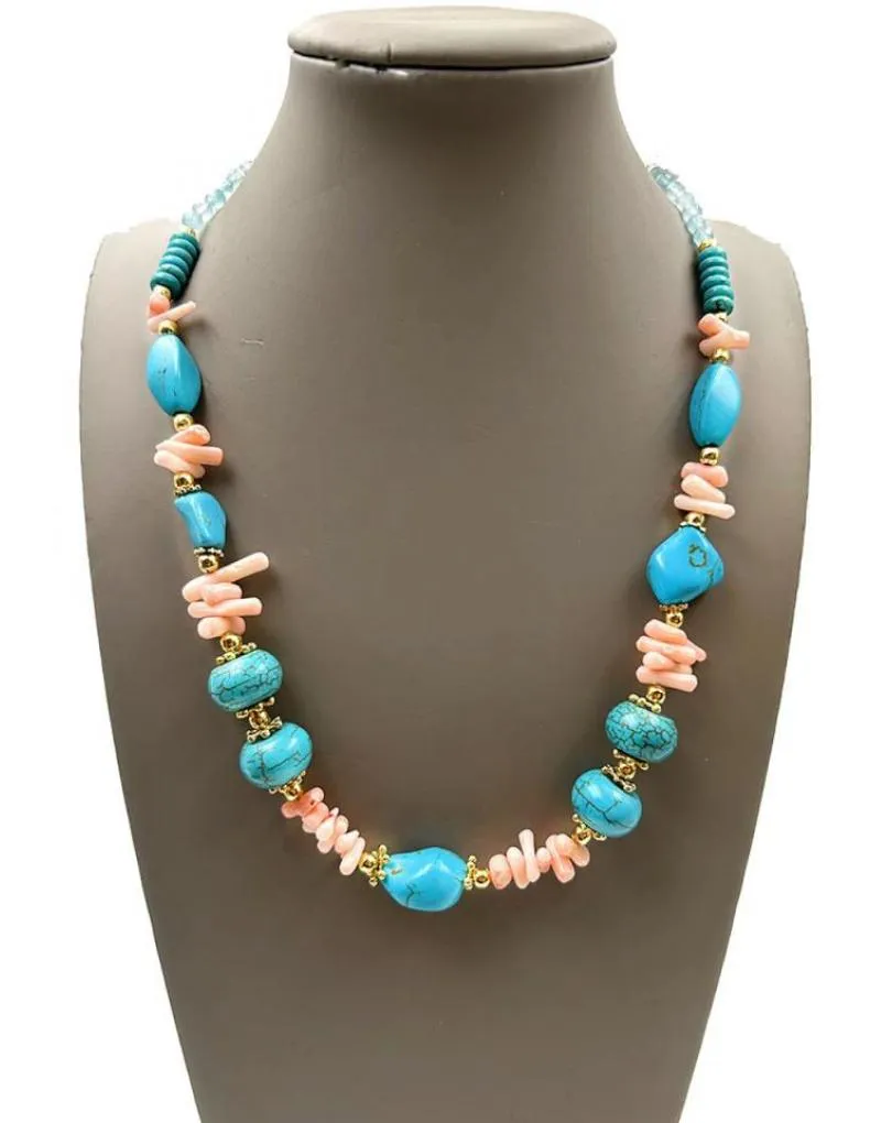 COLLARES PARA MUJER CON PIEDRAS EN TURQUESA Y CORAL CORTOS