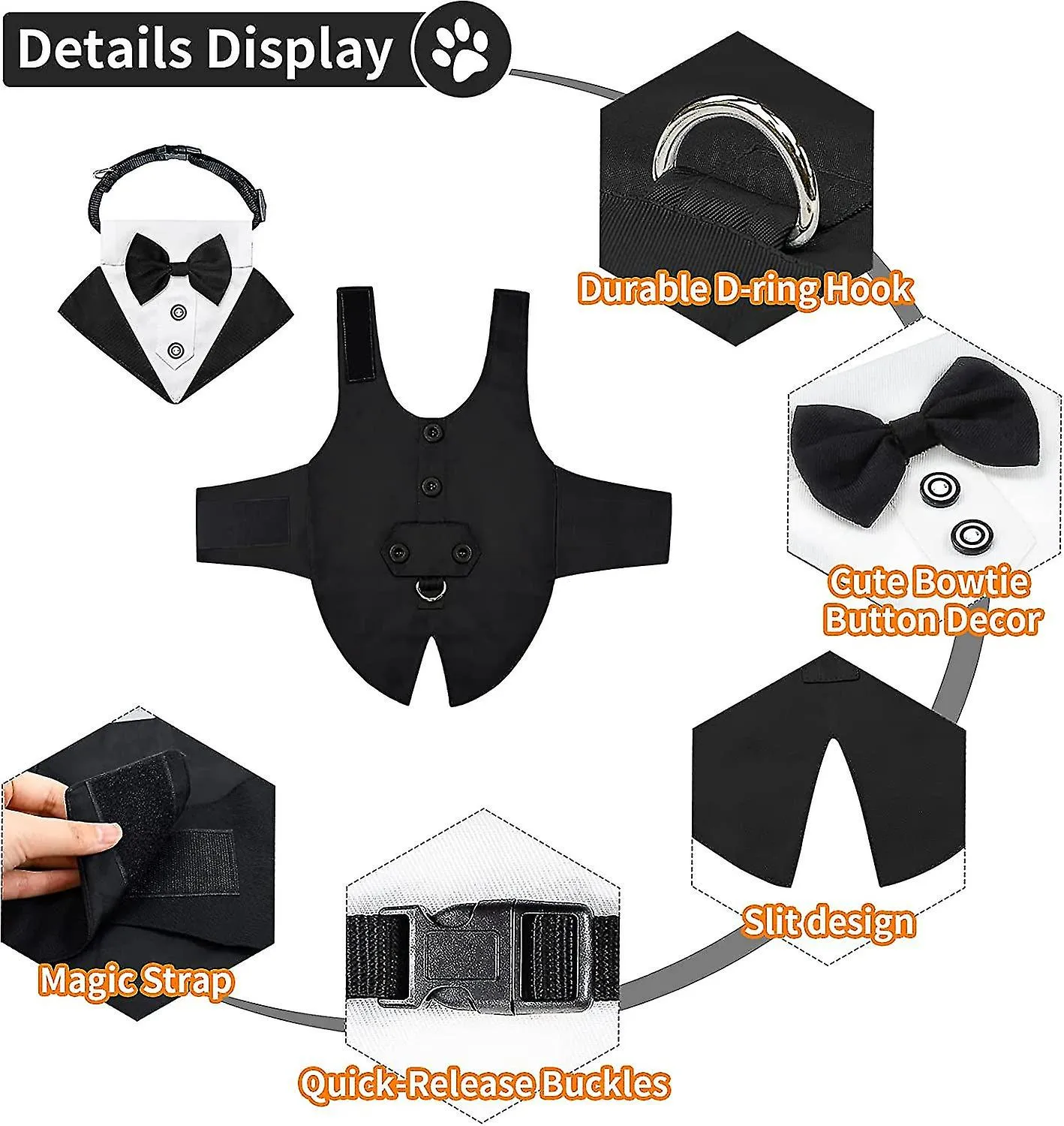 Formal Doggy Tuxedo Doggy Bandana Traje elegante para perros