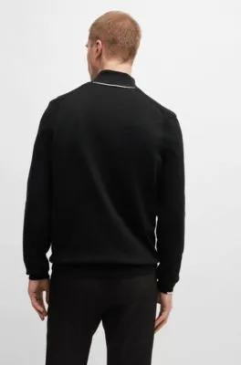 Jersey de algodón con cuello con cremallera y logo estampado