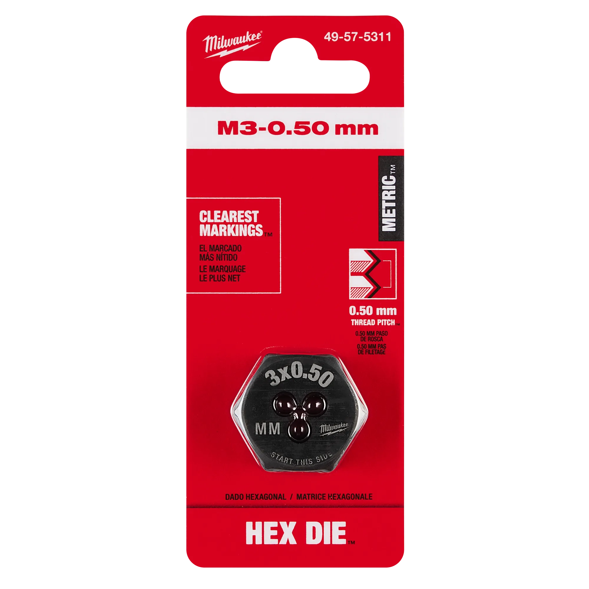 M3-0.50 mm 1-Inch Hex Threading Die