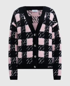 Off-White Vichy black cardigan with checked wool