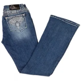 Pantalón vaquero mujer Grace in LA corte bootcut con bordados en bolsillos y cintura