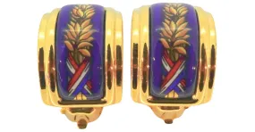 Pendientes de Esmalte Hermès Dorado 
