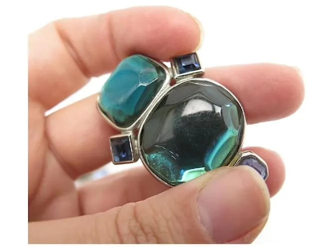 PENDIENTES VINTAGE YVES SAINT LAURENT PENDIENTES GRIPOIX STONES Y STRASS Plata 