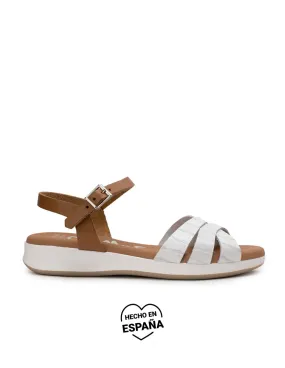 Sandalias Planas Blancas Piel Coco