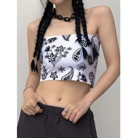 Top bandeau con estampado de bandana