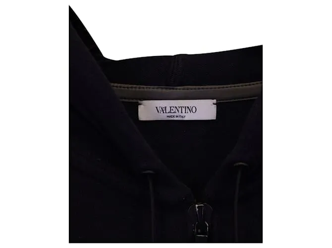Valentino Garavani Sudadera con capucha Valentino con cremallera de algodón azul marino 