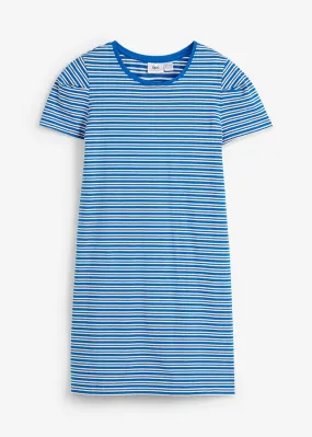 Vestido de punto azur-blanco crema con rayas