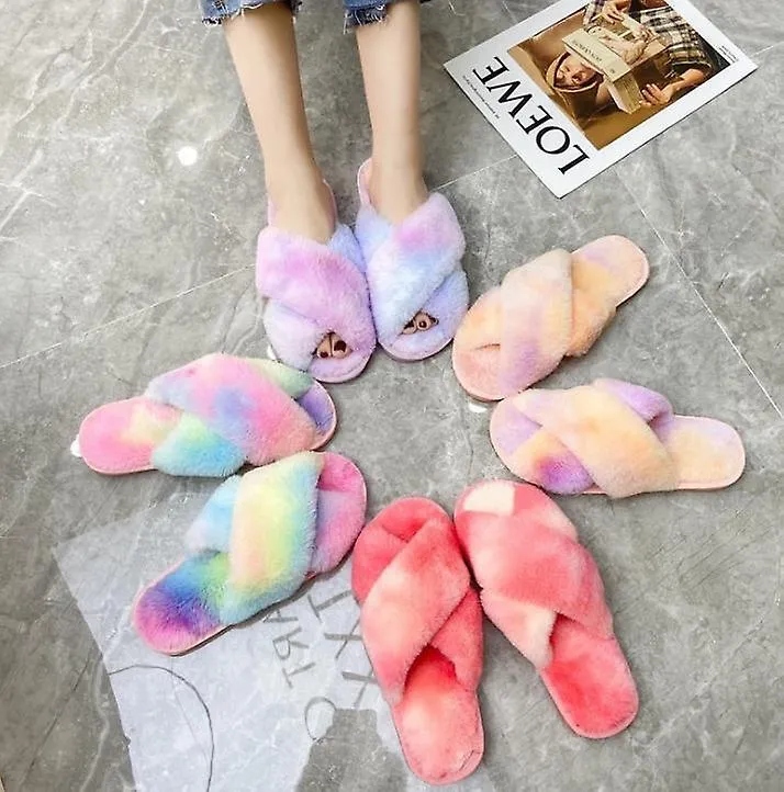 Zapatillas de piel sintética para mujer, zapatillas open toe home
